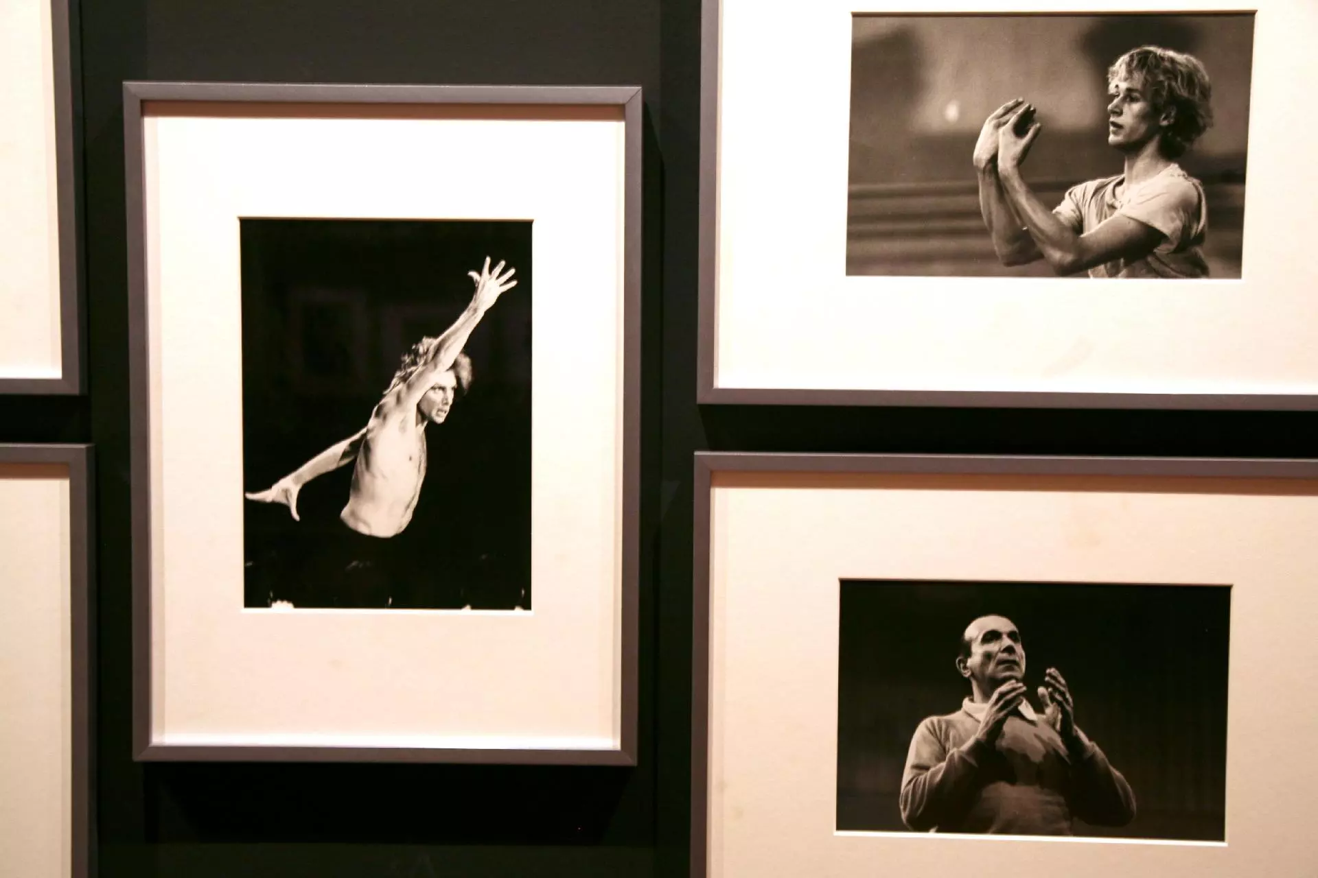 Wall of black and white photos